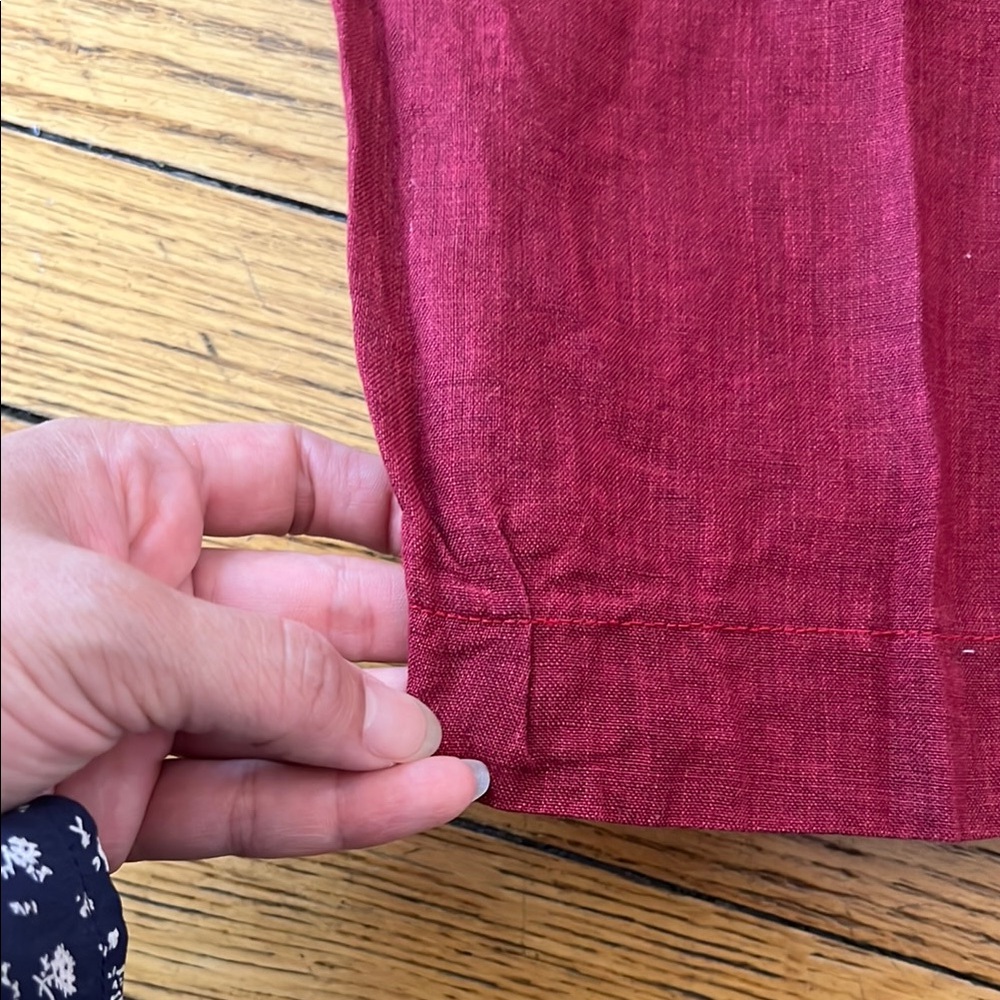 Jones New York Burgundy Red 100% Linen Trousers Size 16 - Picture 7 of 8